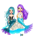 2 Mermaids sitting on a rock!