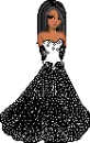 Brunette in Black & White Dress