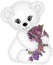 BEAR WITH PURPLE FLOWERS