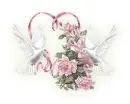 Doves with ribbon heart