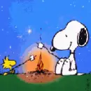 snoopy and woodstock campfire