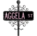 black street sign aggela ST