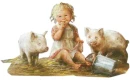 little girl with pigs