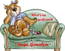 girl bear on couch talking on phone