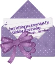 purple letter  hugs Jasmine