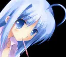 blue haired anime girl with pocky