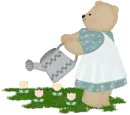 bear watering flowers