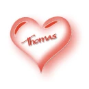 orange heart with name Thomas