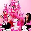 audrey kitching and hannah beth with skele animals xmas tree.