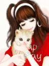 GIRL AND HER KITTY