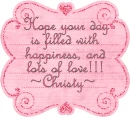 pink note with name Christy