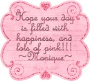 pink note with name Monique
