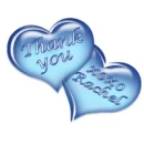 aqua hearts with name Rachel