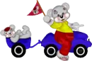 creddy bears playing in a car