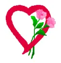 A HEART WITH 2 FLOWERS