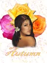 Brunette With Rose Background Autumn