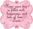 pink note with name Loida