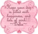 pink note with name Delia