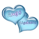 aqua blue hearts with hugs Migdalia