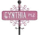 pink street sign cynthia PLZ