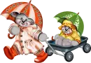 creddy girl bears playing in the rain