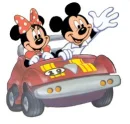 minnie and mickey in a car