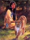 Native American woman and cougar