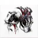 in flames