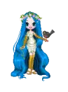Long haired woodland nymph with black bird