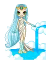 Goddess of Rain! On a cloud, with waterfall