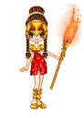 Fire goddess in gold n red