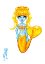 Blue n yellow mermaid with jellyfish!