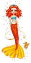 Red-headed mermaid with sea horse!