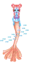 Pink n blue mermaid with a school of fish