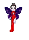 fairy in a long red dress