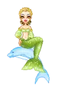 Green Mermaid and her dolphin