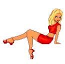 sitting red doll