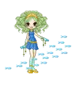 Ocean Goddess with school of fish
