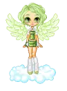 cute lil green angel on a cloud!