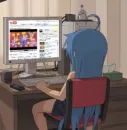 Konata watching Lucky Star on Youtube
