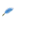 Justine written with blue feather
