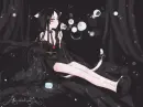 Gothic Anime Girl Blowing Bubbles