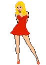 Lady in red dress