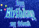 Happy Birthday with glittery blue background