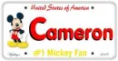Mickey License Plate - Cameron