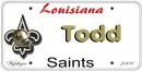 Saints License Plate - Todd
