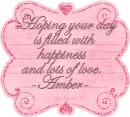 pink tag with name Amber