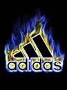 Blue and yellow flamed adidas