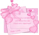 pink note with hugs Cindy