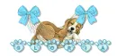 puppy in hammock with name Gloria